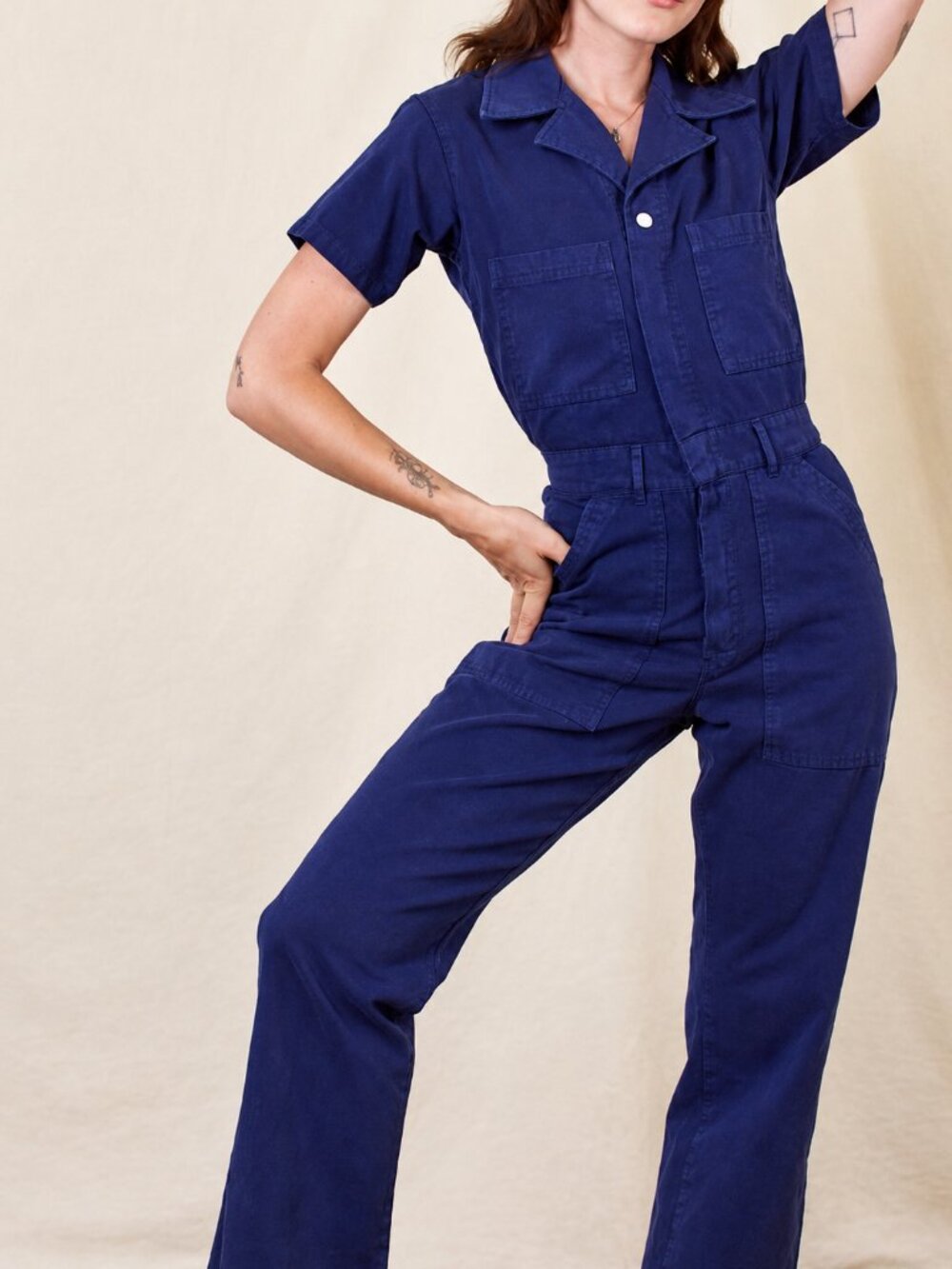 Big Bud Press Navy Short Sleeve Jumpsuit